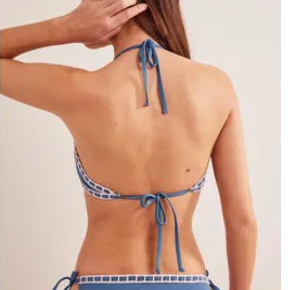 Boden Crochet Trim Two Piece Halter Bikini Swimsuit Top Bottom Globe 8 NEW - Picture 3 of 5